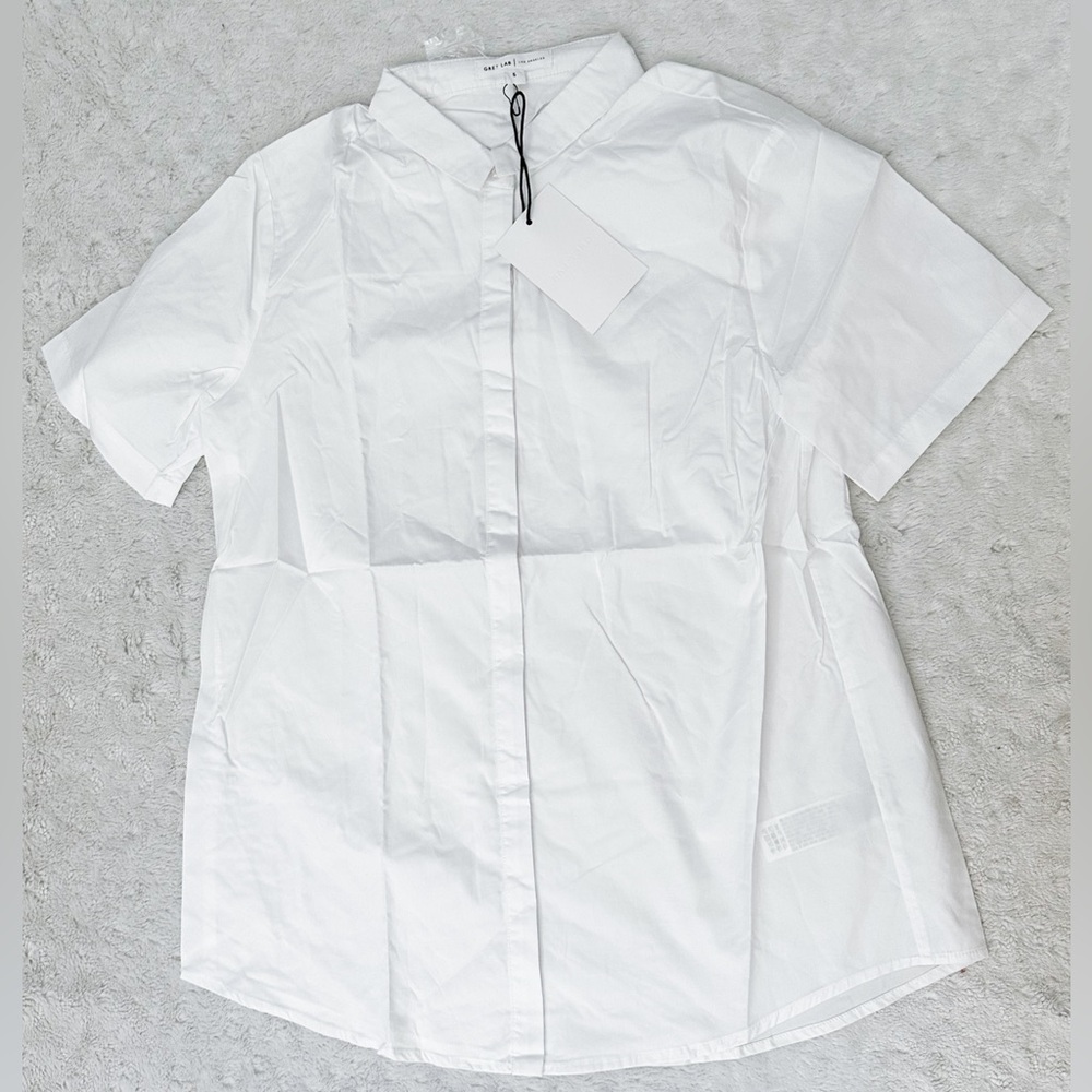 NWT- GREY LAB White Hidden Button Down Shirt